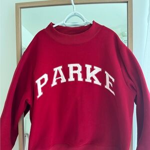 Red Crewneck Sweater with Varsity Lettering